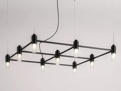 Quadrante light fixture with bars hanging from ceiling 3D model