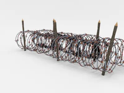 Low Poly Barb Wire Obstacle Low-poly 3D model