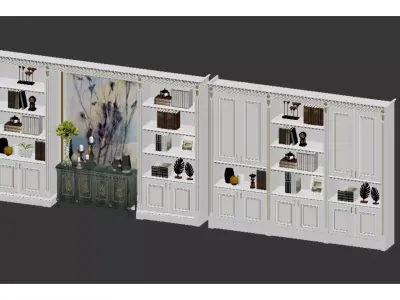 Customized Bookcases in Neoclassical and Light Luxury Styles 3D model