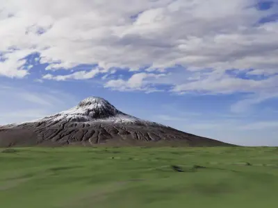The volcano covered with snow on its top 3D model
