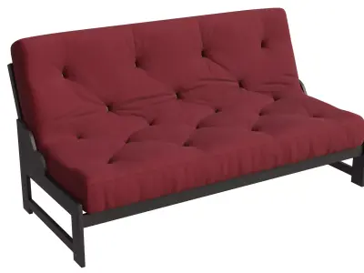 Red Futon Sofa Low-poly 3D model