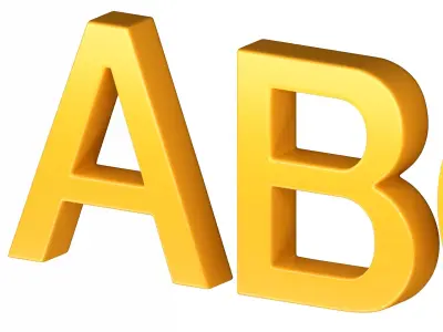 3D Alphabet Letters -  Helvetica Light Font  3D model