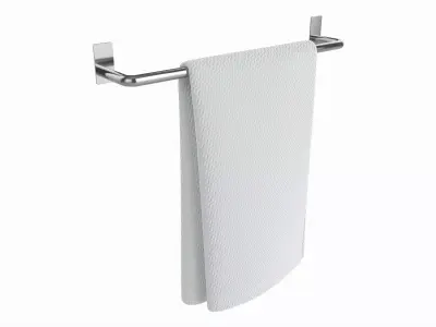 Metal Towel Rail with folded Towel 01 3D model