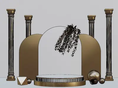Golden Product Display Podium 3D model