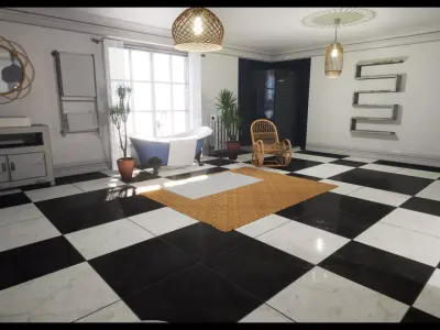 Modular Modern Apartment and Props Low-poly 3D model