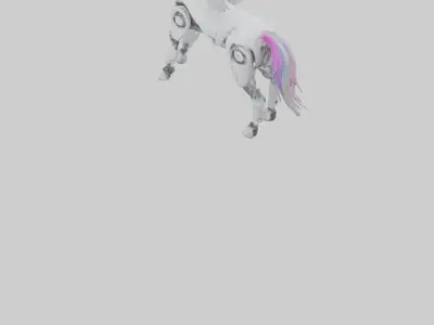 Robot version of a unicorn model Low-poly 3D model