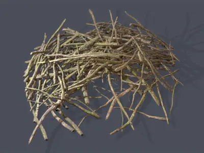 Pile of branches Low-poly 3D model