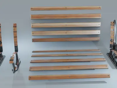 Park Bench Low-poly 3D model 5