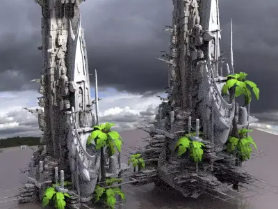 Tribal Island beach Resort Sci fi Abode Kit bash 2  3D model
