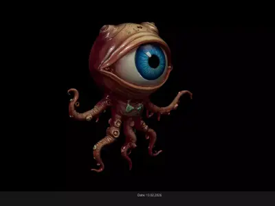 Low Poly Stylized Octopus Eye Monster - PBR Low-poly 3D model