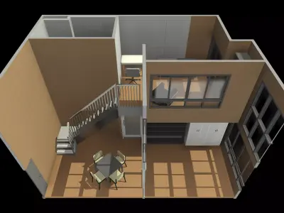 Double space apartment room by REVIT 25R14 3D model