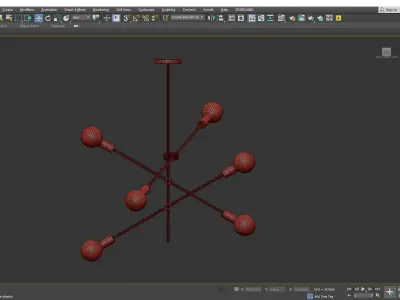 Sputnik Chandelier Fixture Minimalist Metal Bedroom Ceiling  Low-poly 3D model