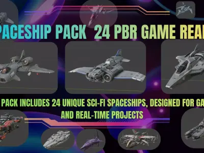  Spaceship Pack  24 PBR Game Ready  Low-poly 3D model