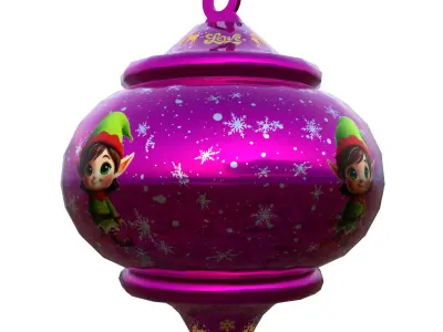 Charming Elf Holiday Red Bauble 3D Model  PBR Ready Low-poly 3D model