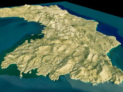 Chios Island full 3d model terrain Low-poly 3D model