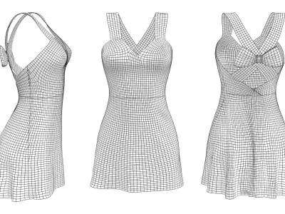  Red Dress with Bow On Back Low-poly 3D model