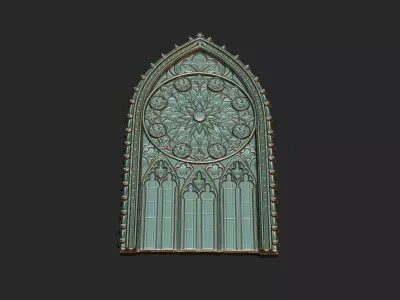 tracery window cathedral church historic ornament architect 3D print model