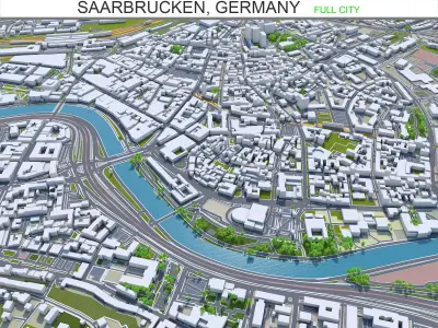 Saarbrucken Germany 40km Low-poly 3D model
