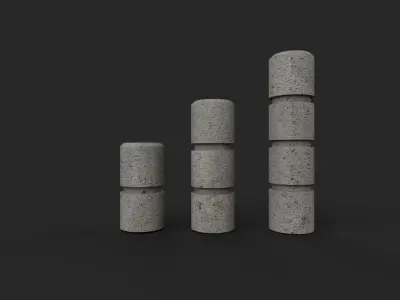 bollard-concrete three concrete blocks 3D model