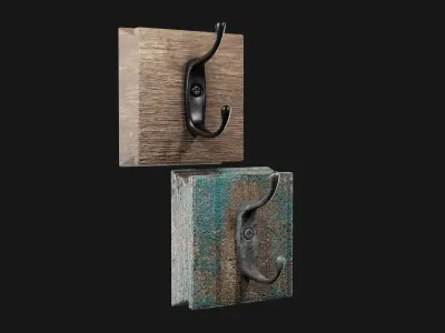 Wooden hanger modular for towels or clothes Low-poly 3D model