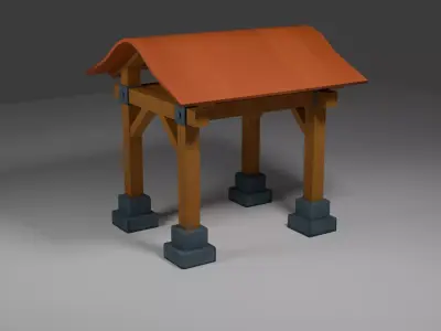 Stylized Wooden Shelter Low-poly 3D model