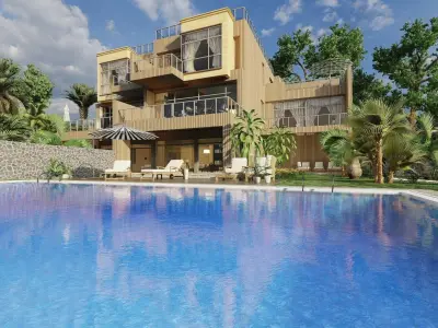 Beautiful villa with swimming pool 3D model