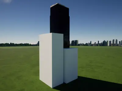 Simple Corner Office Tower Wall-to-Wall  3D Model Free low-poly 3D model