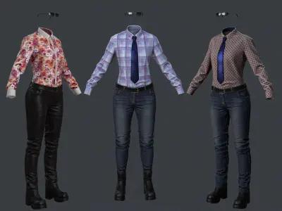 Female 1 - clothing 1 - Just clothing Low-poly 3D model