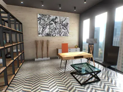 G0017 VR Virtual Reality Environment Office Low-poly 3D model