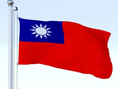 Animated Taiwan Flag Low-poly 3D model