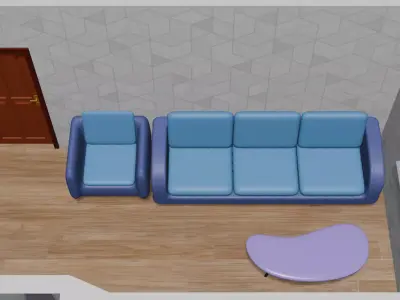 A simple 3D model of interior furniture in Blender Free low-poly 3D model