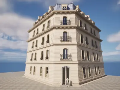 Paris Building 001 Low-poly 3D model