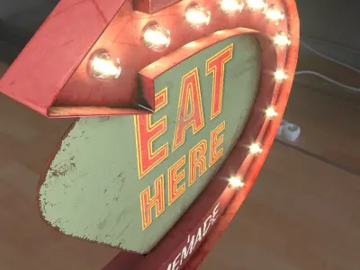Arrow Sign EAT HERE 3D model