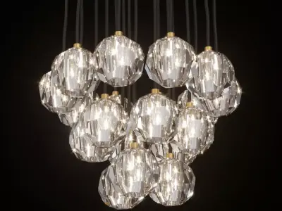 RH BOULE DE CRISTAL ROUND CLUSTER CHANDELIER 19 Brass 3D model