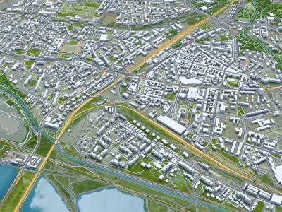Sosnowiec Poland 30km Low-poly 3D model