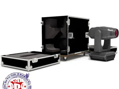 Flight case with Spot moving heads 3D model