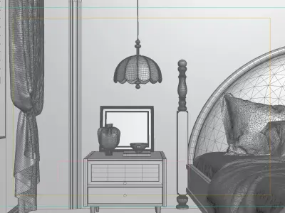 Bedroom interior scenes Low-poly 3D model