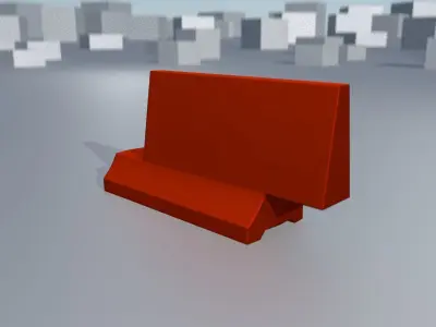 White and Red Road Traffic Barrier - Part 4 - Low-poly 3D model