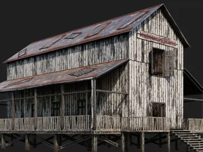 37-38-39-40 - Farm Buildings 4K PBR GameReady Low-poly 3D model