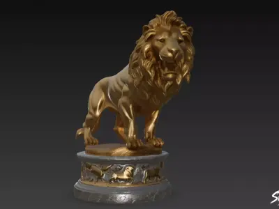 Lion Statue V13 Low-poly 3D model