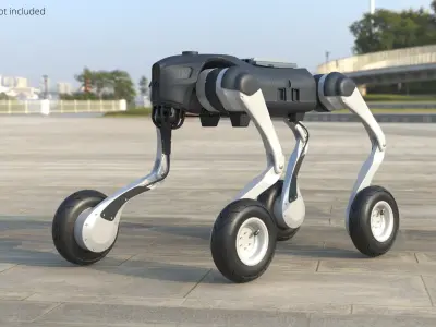  Mobile Security Robot with Wheels Rigged for Maya 