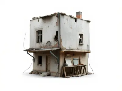Abandoned House Model Pack with Realistic Textures Low-poly 3D model