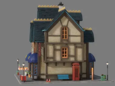 Cartoon House 13 3D model purchase
