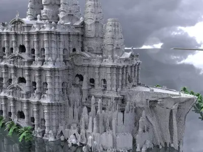 Incan Temple game dungeon 3D 2 Comes with palm trees 3D model