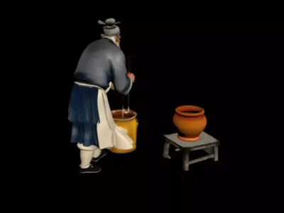 Abstract Tang Song Street Scene Old Man 3D model