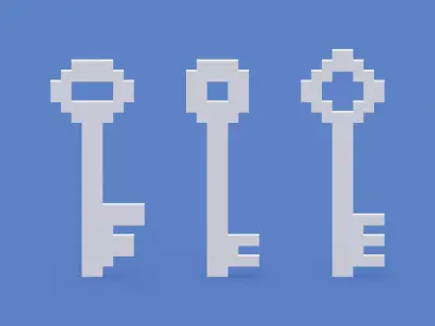  Voxel White Keys Low-poly 3D model