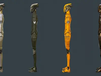 Sci-fi military robot Low-poly 3D model