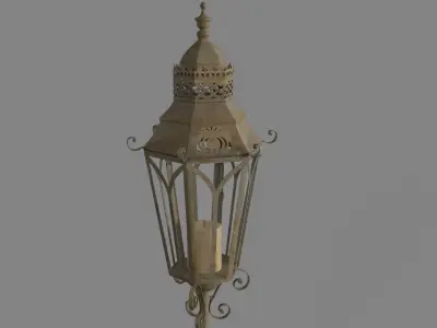Brown Metal Rustic Candle Lantern 3D model