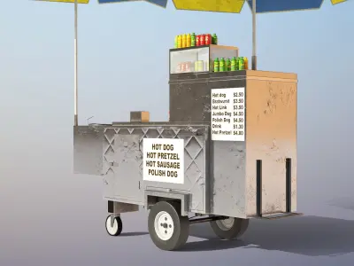 Hot-Dog Cart - PBR Low-poly 3D model