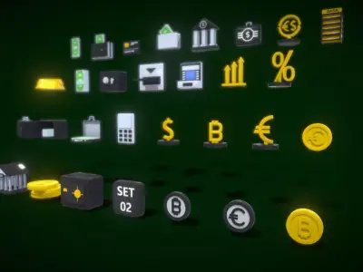 3D Button Collections3 3D Model Low-poly 3D model